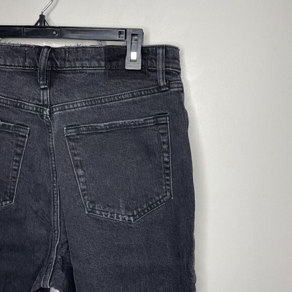 ABERCROMBIE & FITCH Womens Dad High-Rise Jeans NEW Black Destroy Button-Fly 29 - Picture 7 of 11